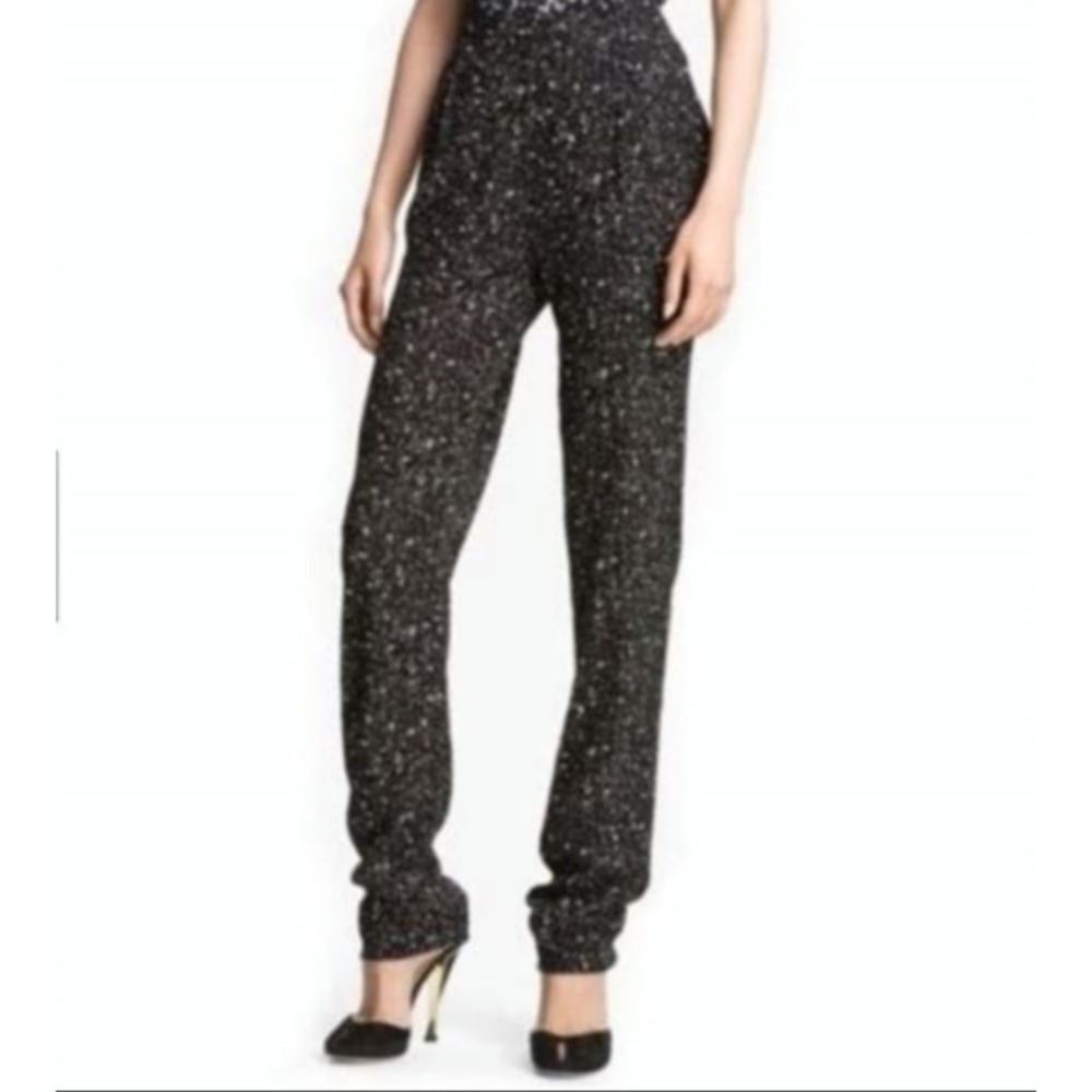 Diane von Furstenberg NWT Martine Galaxy Crepe Straight Leg Pant Front Pleats 10